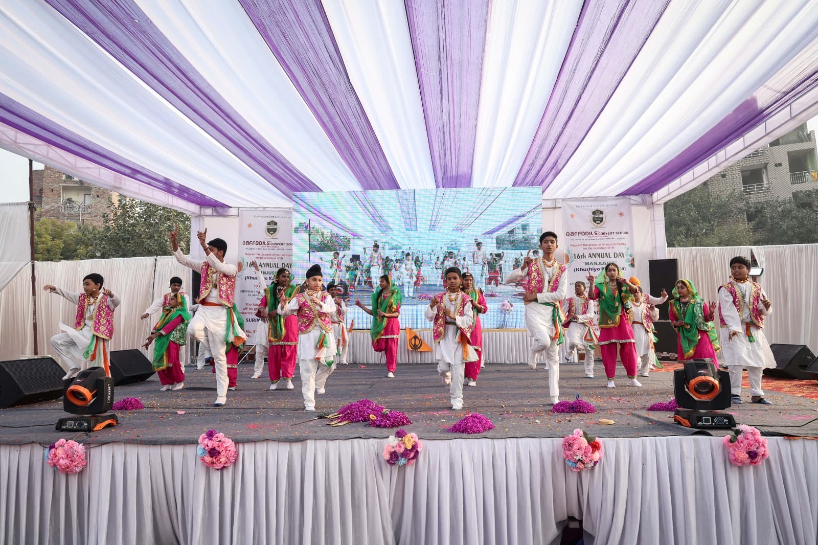 Students performing on stage