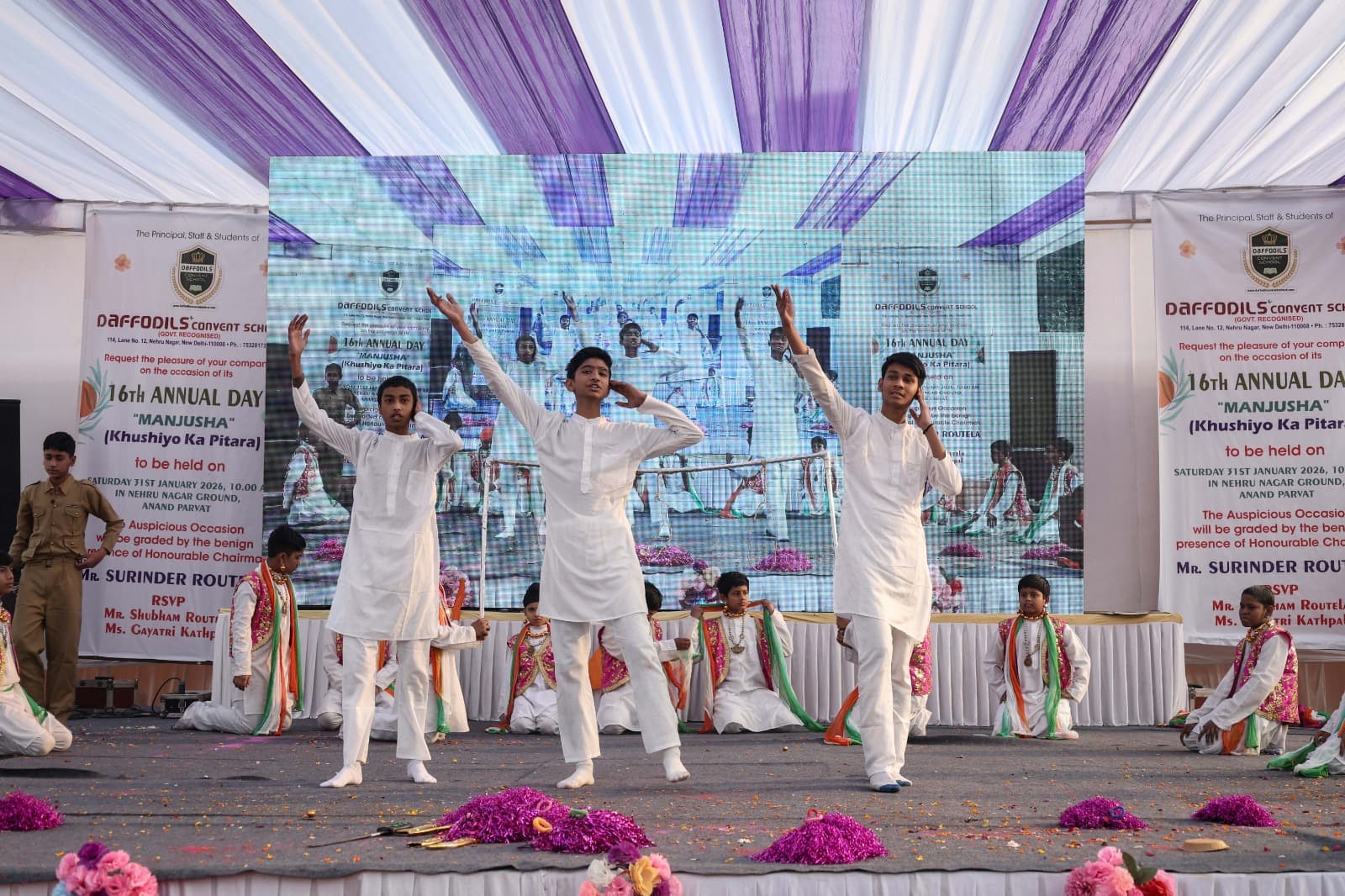 Dance performance in white costume